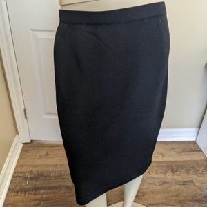 St John evening Marie gray Santana Knit Black midi length pencil skirt